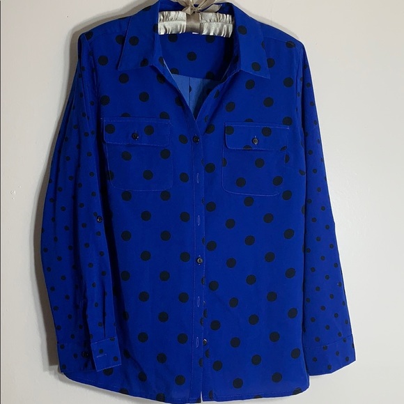 Notations Tops - NOTATIONS POLKA DOT BUTTON DOWN LONG SLEEVE   Sz M